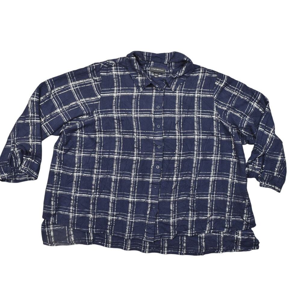 Lane Bryant Plus Size 26/28 Multicolor Rayon Button-Up Top Light Flannel
